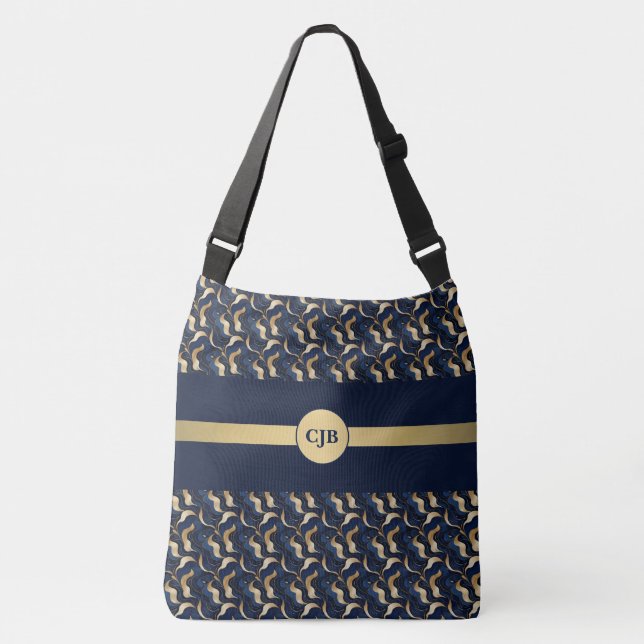 Bolsa abstracta personalizada de color azul marino (Anverso)