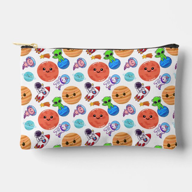Bolsa accesoria de maquillaje de patrón de espacio (Anverso)