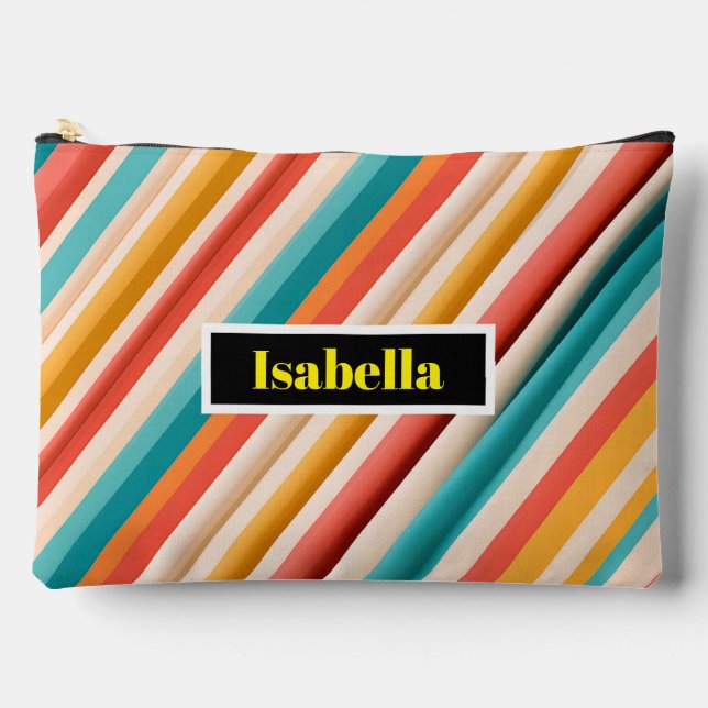 Bolsa accesoria grande con bandas retro personaliz (Anverso)