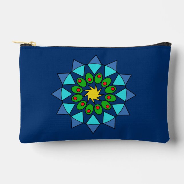 Bolsa accesoria - Mandala azul y verde (Anverso)