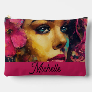 Bolsa accesoria para mujeres y hibiscus rosa negri