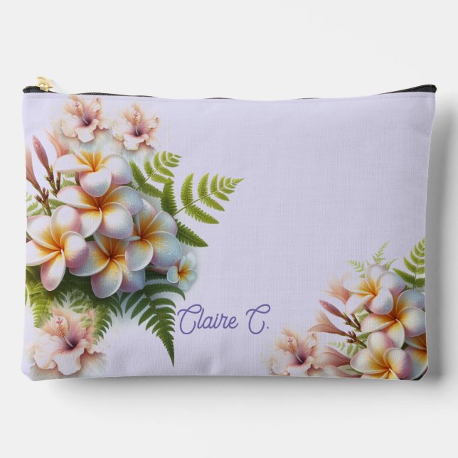 Bolsa accesorio de Hibisco Plumeria Rosa Tropical (Anverso)