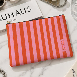 Bolsa Accesorios | Coral Rosa Rayas Preppy Bold