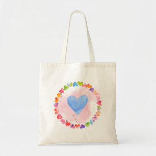 Bolsa acuarela del corazón del arcoiris