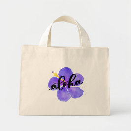 Bolsa Aloha Tote con flores moradas de Hibiscus