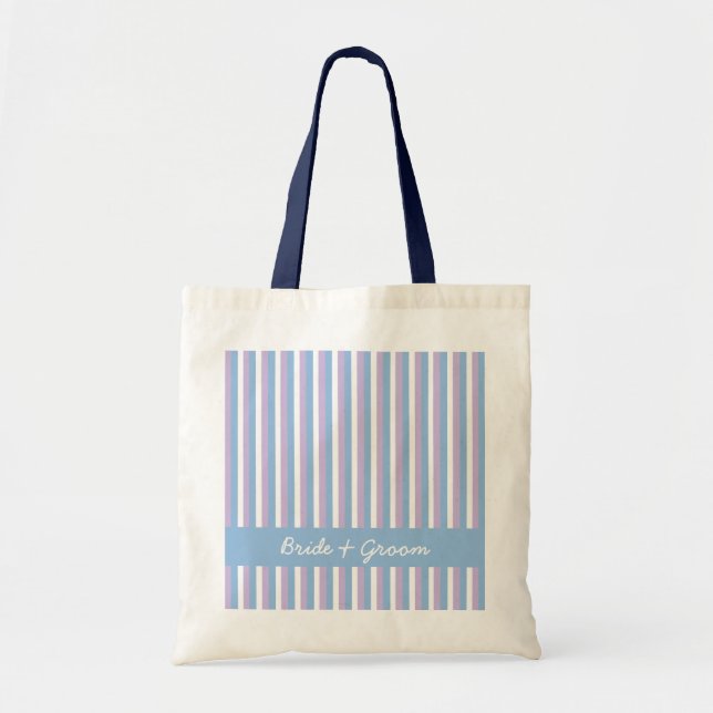 Bolsa azul Boda Lilac blanco franjas azules (Frente)