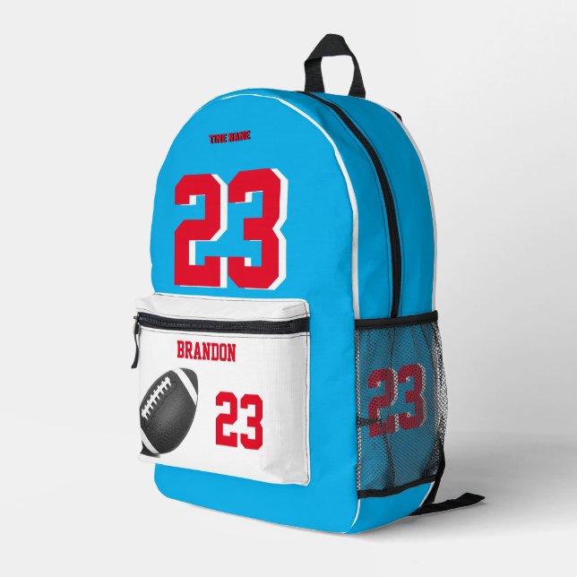 Bolsa azul cielo negro de la mochila de fútbol est (Esquina derecha trasera )