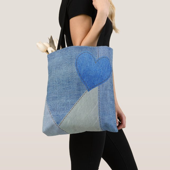Bolsa azul de denim Heart Tote (Detalle)
