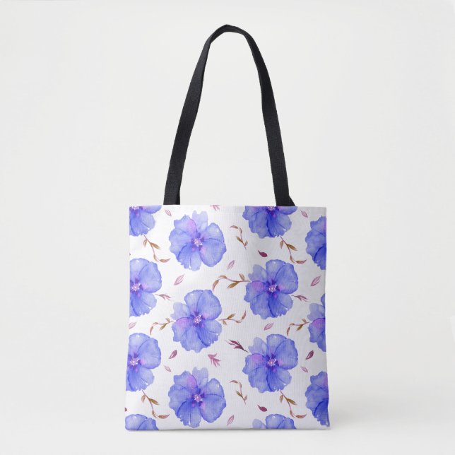 Bolsa azul de la toga floral - Patrón de flor acuá (Anverso)