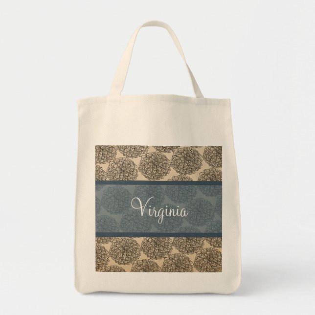 Bolsa azul de zinnia tote (Frente)
