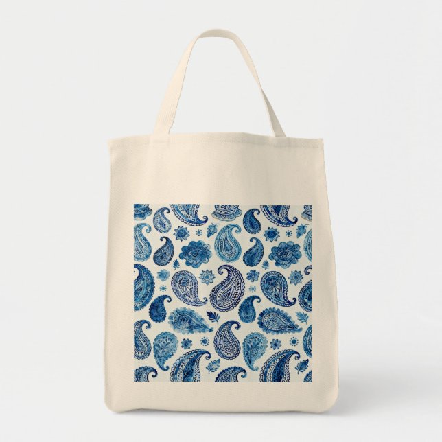 Bolsa azul Paisley Tote para las mujeres (Frente)