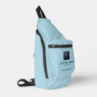 Bolsa azul pálido con información de la empresa im