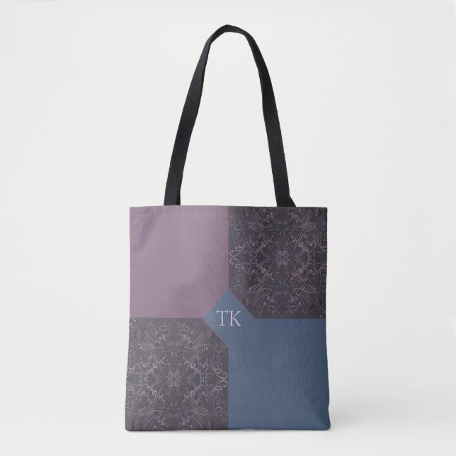 Bolsa azul y malva de tote (Anverso)