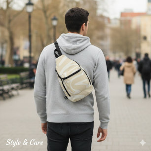 Bolsa Bandolera Beige Crema con Patrón Orgánico Si