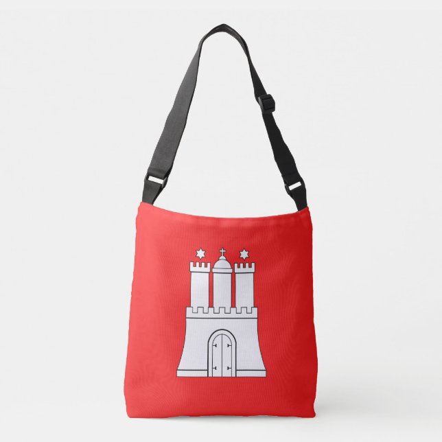 Bolsa bandolera con bandera de Hamburgo (Anverso)