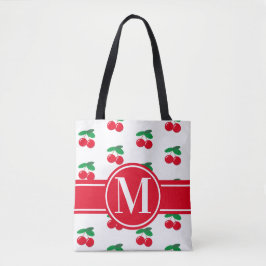 Bolsa blanca de tocador monograma patrón rojo frut