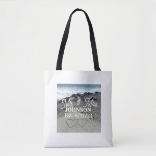 Bolsa Blanca De Tote - Dos Corazones En La Arena