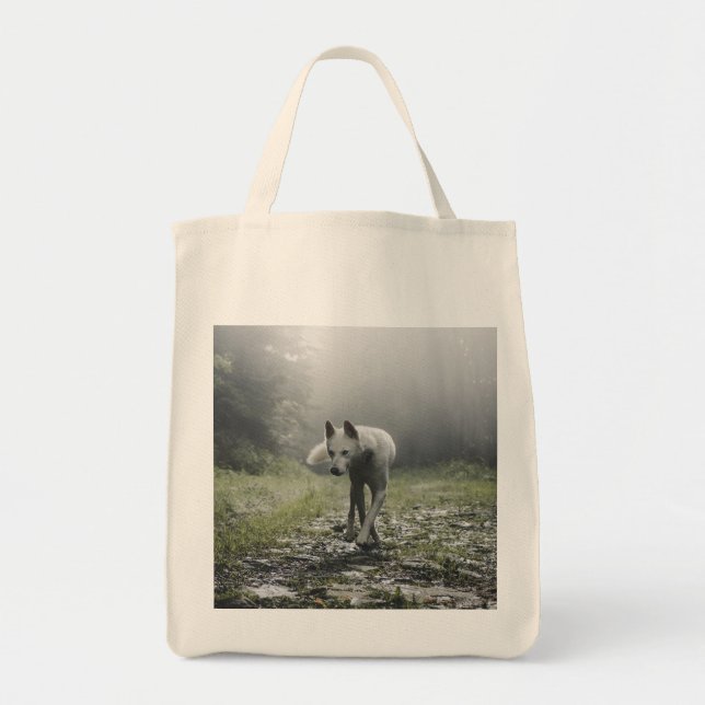 Bolsa blanca siberiana Husky Tote (Frente)