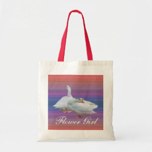 Bolsa boda. dos gansos blancos de fondo elegante.