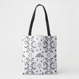 Bolsa Boho Moon & Sun Tote - Blanco y negro