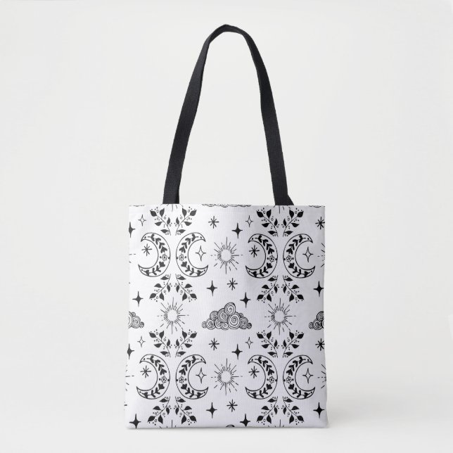 Bolsa Boho Moon & Sun Tote - Blanco y negro (Anverso)