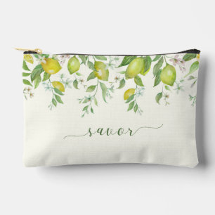 Bolsa con Cremallera de Floral de Limón Acuarela