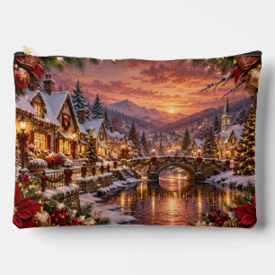 Bolsa con cremallera de pueblo navideño vintage