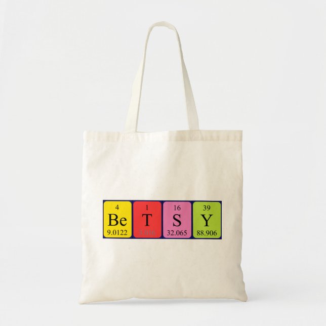 Bolsa con el nombre de la tabla periódica Betsy (Frente)