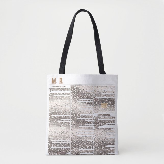 Bolsa con Monograma y la página de un periódico es (Anverso)
