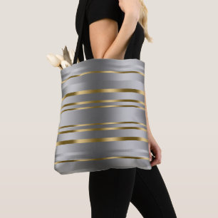 Bolsa con patrón de rayas de plata y oro