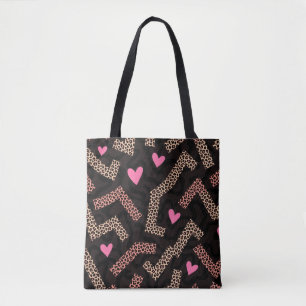 Bolsa con zigzag de tocador de corazón de leopardo