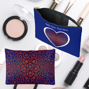 Bolsa Cosmética con Patrón Azul y Rojo Intenso