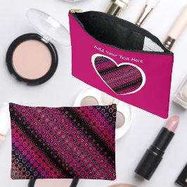 Bolsa cosmética con patrón rosa caliente abstracto