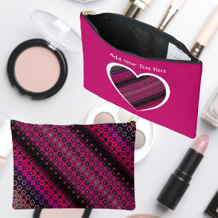 Bolsa cosmética con patrón rosa caliente abstracto