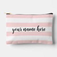 Bolsa cosmética de franjas rosadas personalizadas