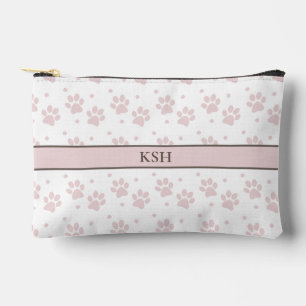 Bolsa cosmética de impresión de tazas y hojas rosa
