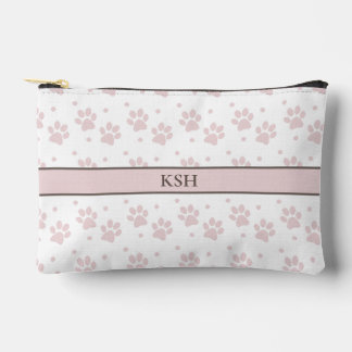 Bolsa cosmética de impresión de tazas y hojas rosa