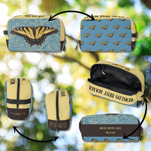 Bolsa cosmética de la mariposa amarilla del día de