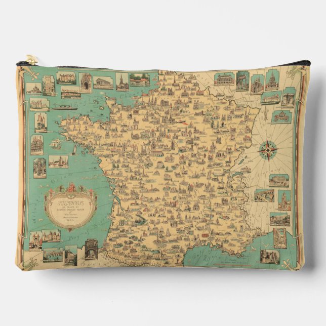 Bolsa cosmética de mapa de Francia vintage (Anverso)