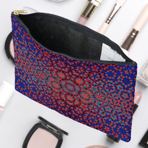 Bolsa cosmética de patrón azul y rojo negrita