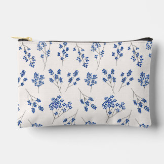 Bolsa cosmética floral azul y blanca