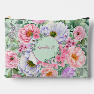 Bolsa cosmética floral de color bonito Pastel