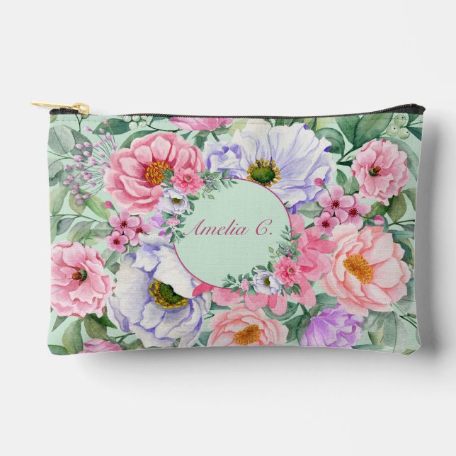 Bolsa cosmética floral de color bonito Pastel (Anverso)