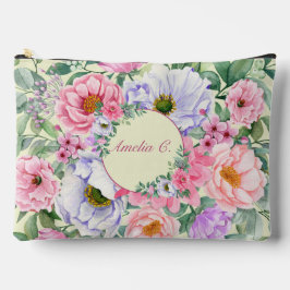 Bolsa cosmética floral de color pastel Delicado