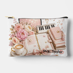 Bolsa cosmética floral de piano acogedor editable