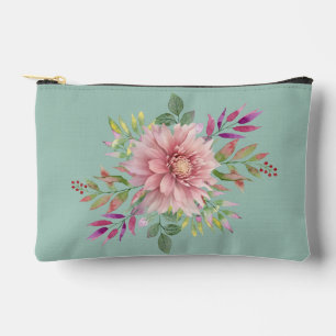 Bolsa cosmética floral rosa y Verde azulada de bon
