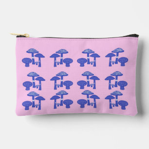 Bolsa cosmética impresa con hongo rosa y azul