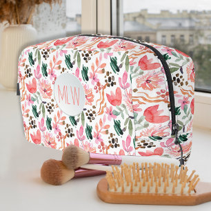 Bolsa cosmética monogramada de floral rosa