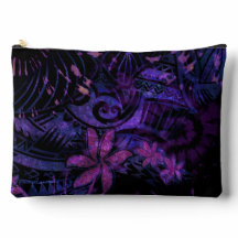 Bolsa cosmética tribal de plumeria morada luminisc