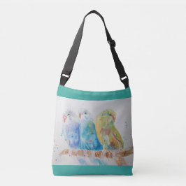 Bolsa crossbody de la rama de aves Aqua Budgie